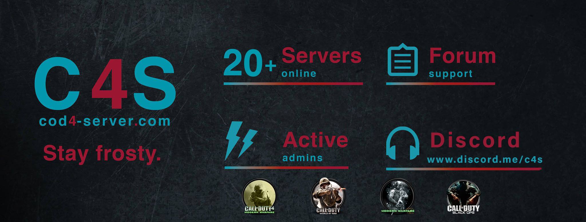 Discovery splash banner for C4S - cod4-server.com Discord server
